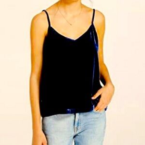 Bloomingdales Elegant Navy Blue Velvet Women's Intermix  Top